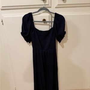 NSR Navy Puff Sleeve Maxi Dress